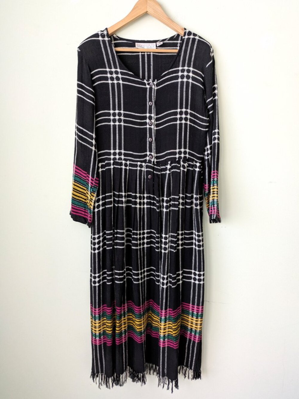 Vtg 90s fringe midi smock dress by Passports